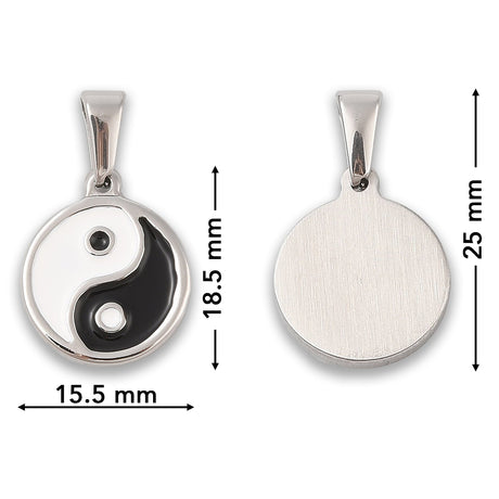 Yin-Yang Anhänger • Edelstahl 304 mit Emaille • 18.5x15.5mm - PerlineBeads SA