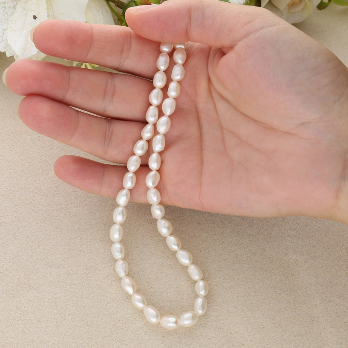 Zuchtperlen – Rice Form ca. 7 - 8 × 6 mm - PerlineBeads SA