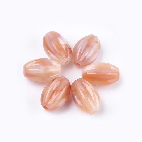 Acryl-Perle gewellt, oval - Lachs - PerlineBeads
