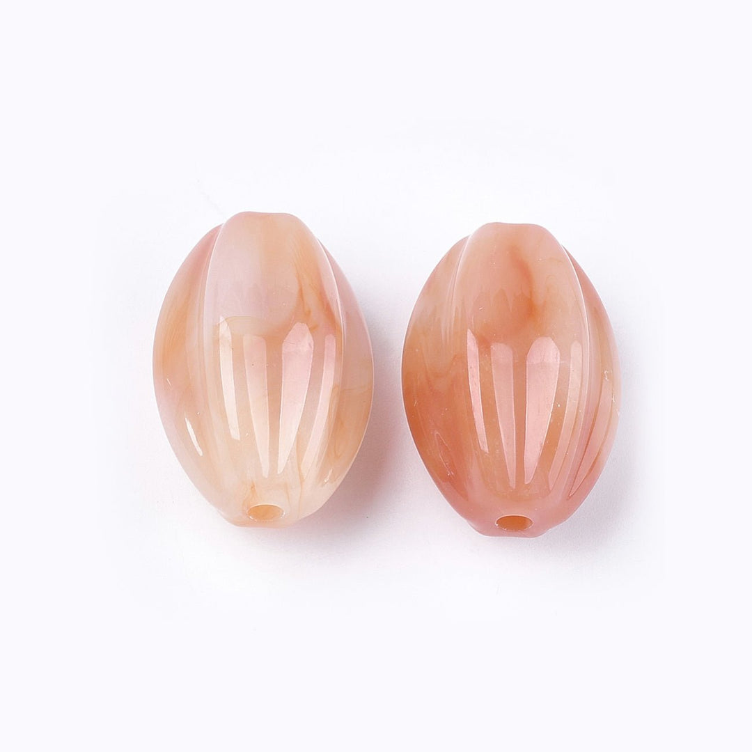 Acryl-Perle gewellt, oval - Lachs - PerlineBeads