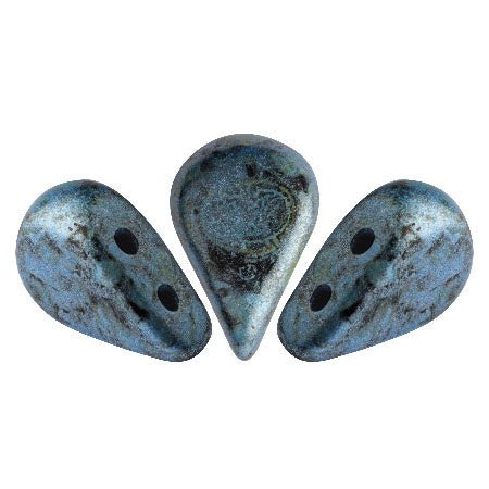 Amos® par Puca® - Metallic Mat Blue Spotted - PerlineBeads