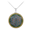 Anhänger Blume des Lebens, Silber mit Malachit - PerlineBeads