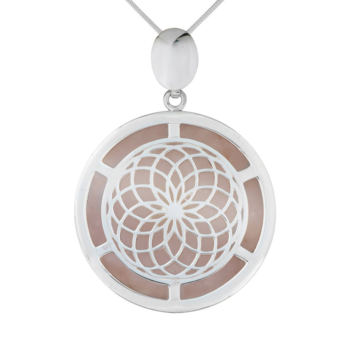 Anhänger Liberty, Silber und Rosenquarz - PerlineBeads