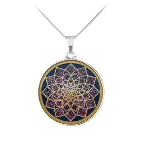 Anhänger Lotus Blume, Silber mit Lapislazuli - PerlineBeads
