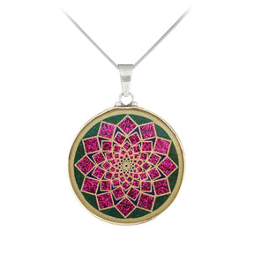Anhänger Lotus Blume, Silber mit Malachit - PerlineBeads