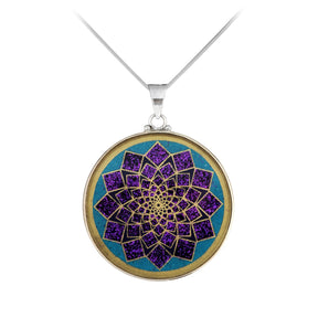 Anhänger Lotus Blume, Silber mit Türkis - PerlineBeads