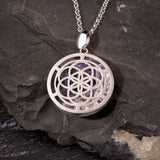 Anhänger Samen des Lebens, Silber und Amethyst - PerlineBeads