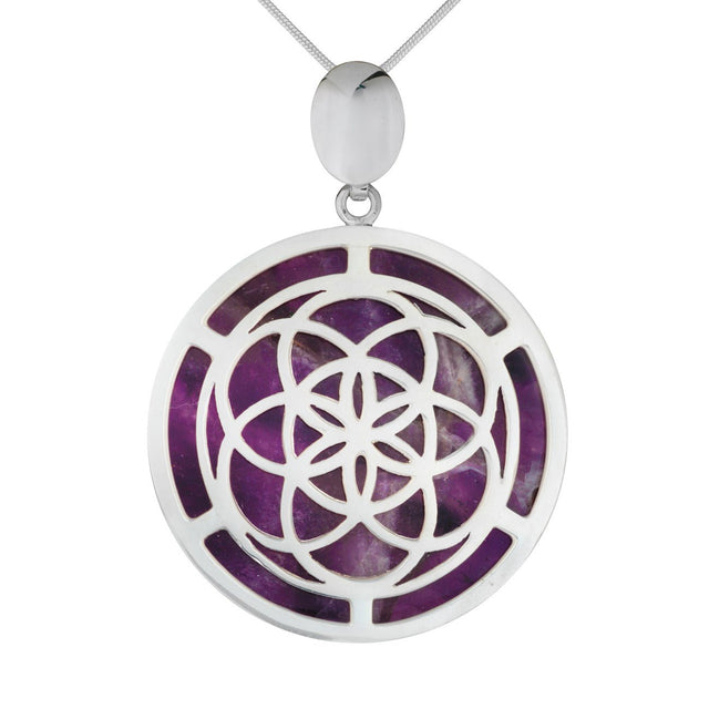 Anhänger Samen des Lebens, Silber und Amethyst - PerlineBeads