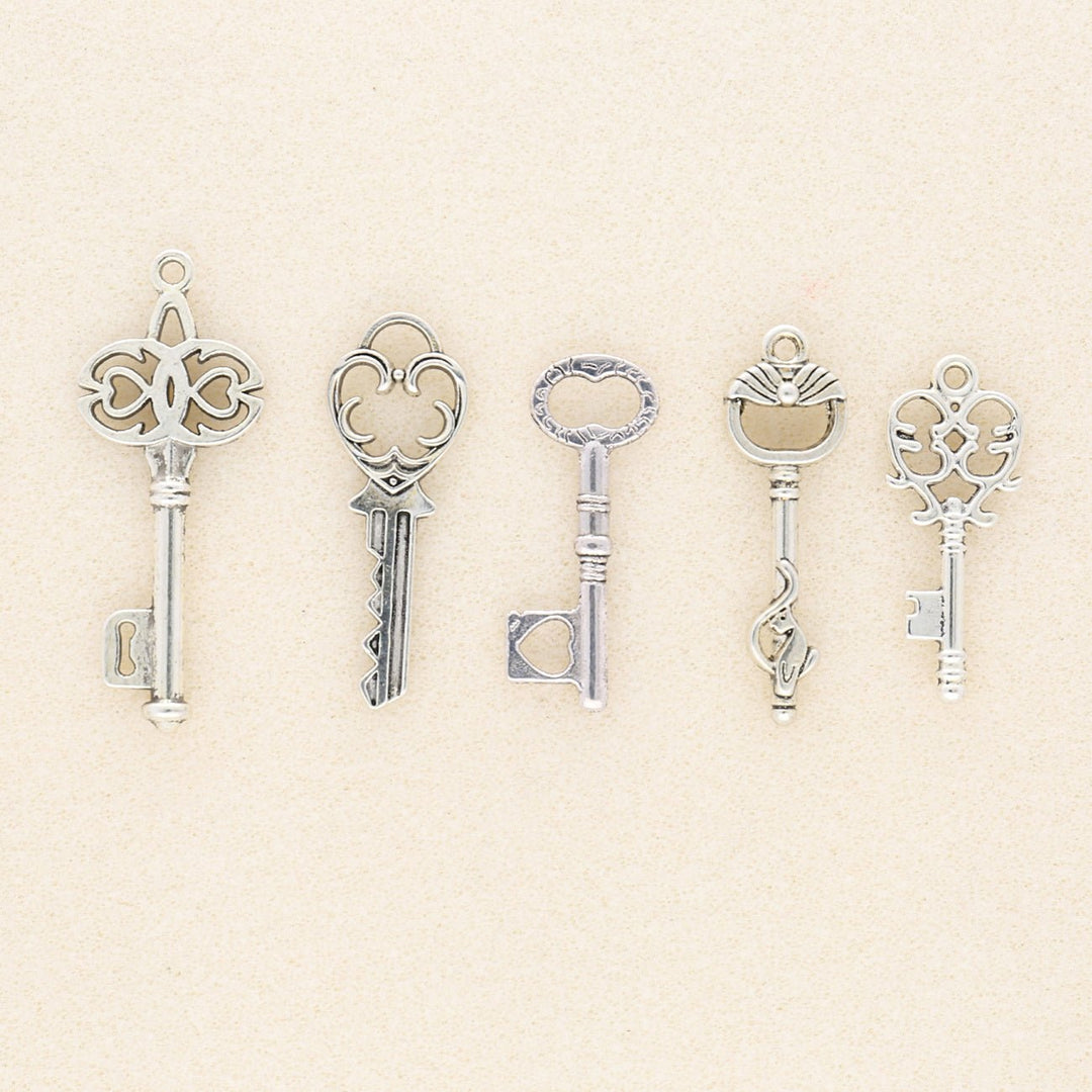 Anhänger-Set "Schlüssel" - Antik Silber – 5 Stück - PerlineBeads
