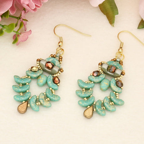 Arcos® Par Puca® - Opaque Green Turquoise Splash - PerlineBeads