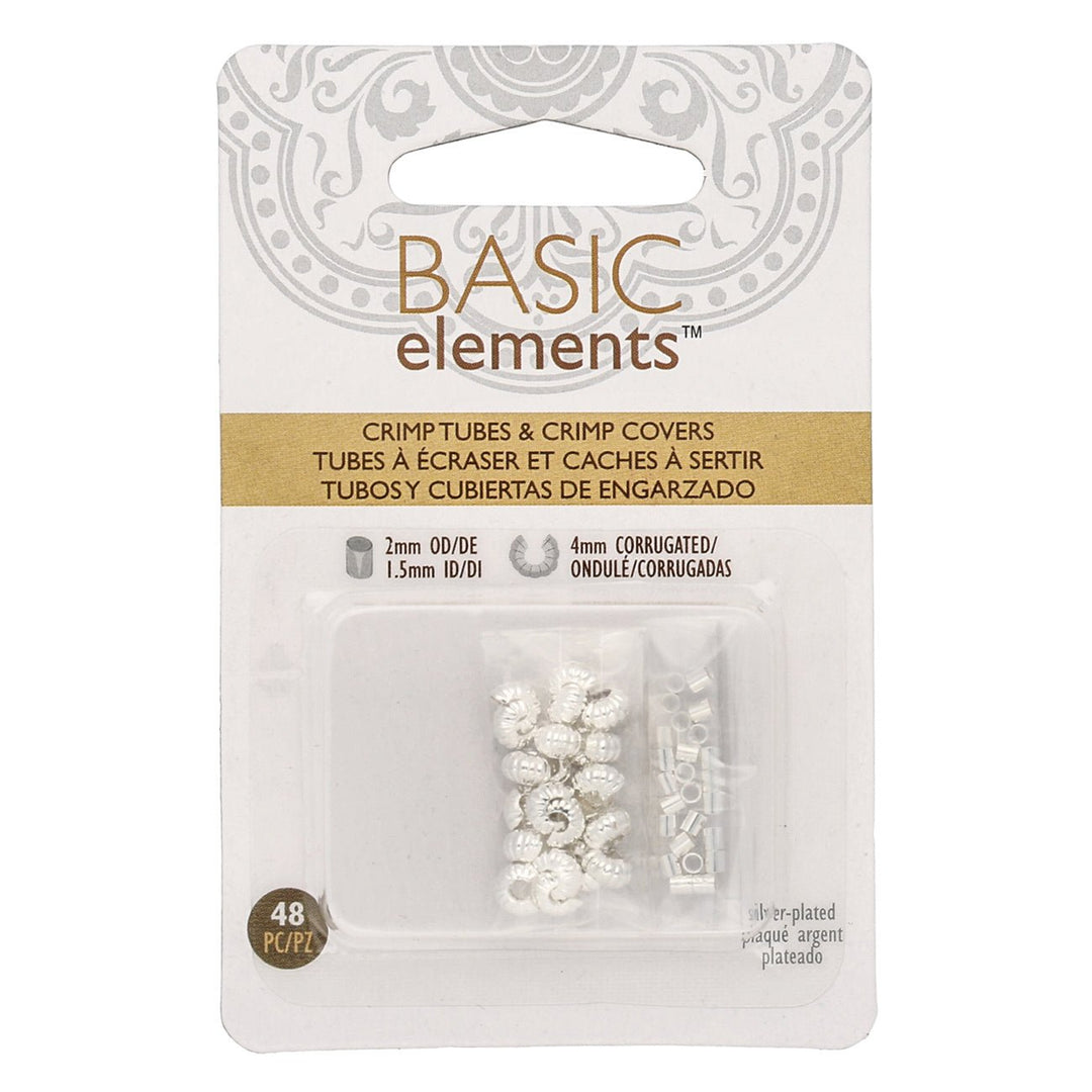 Basic Elements™ - Rohr Quetschperlen und Kaschierperlen (gewellt) - silber - PerlineBeads