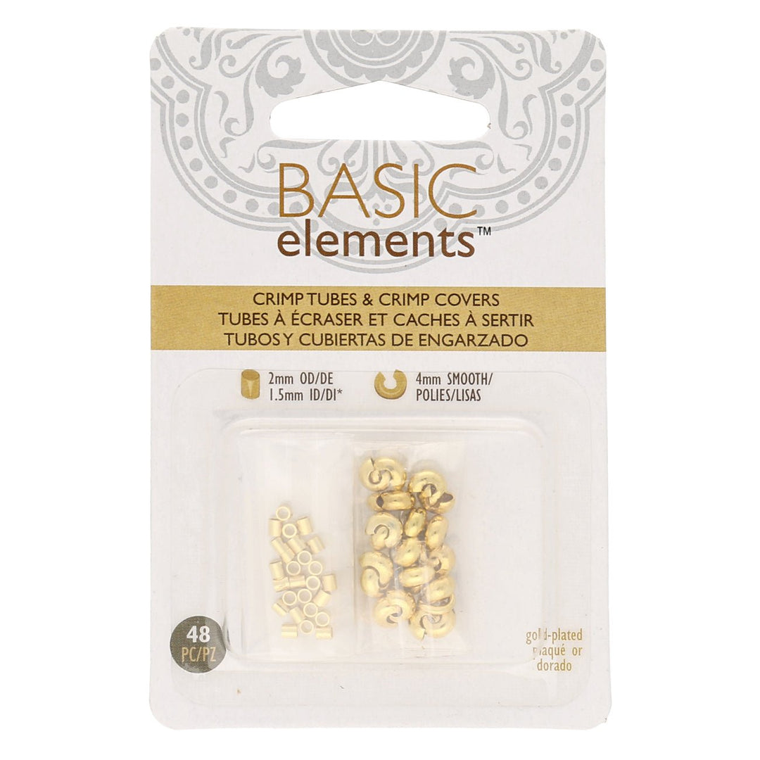 Basic Elements™ - Rohr Quetschperlen und Kaschierperlen - gold - PerlineBeads