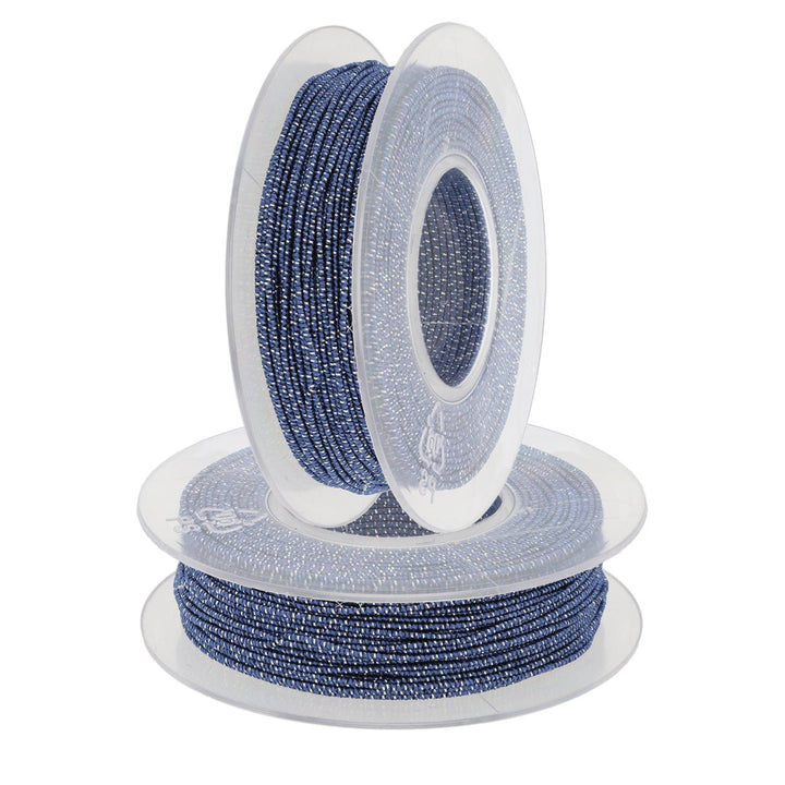 Blissino elastico Stretchgarn - Blau / Silber (2550/A) - PerlineBeads