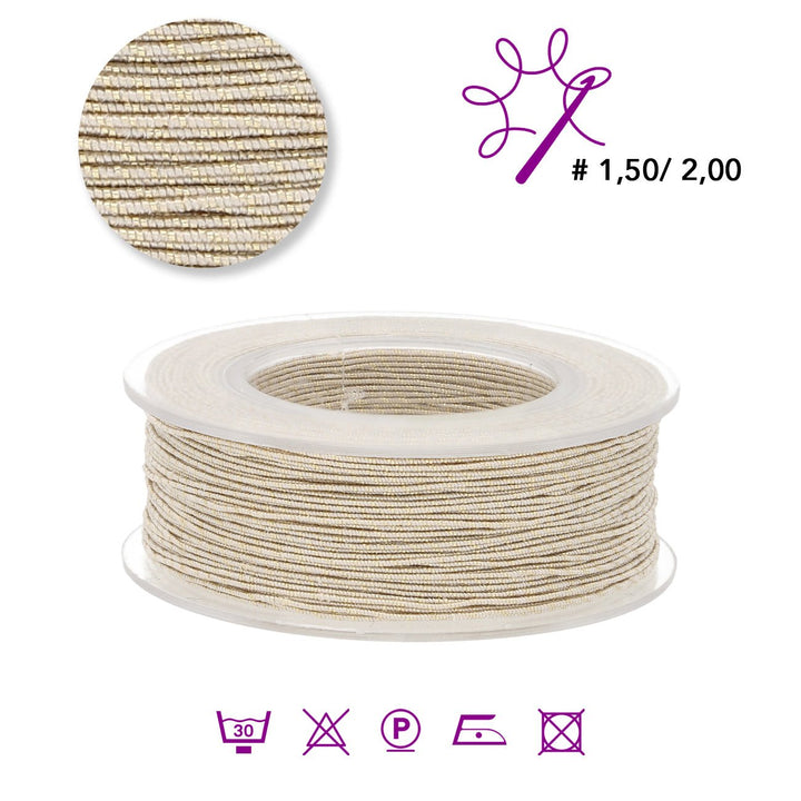 Blissino Schmuckgarn - Weiss / Gold (602/O) - PerlineBeads