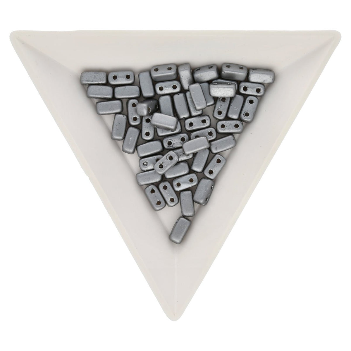 Bricks CzechMates 6x3 mm - Pearl Coat Silver - PerlineBeads