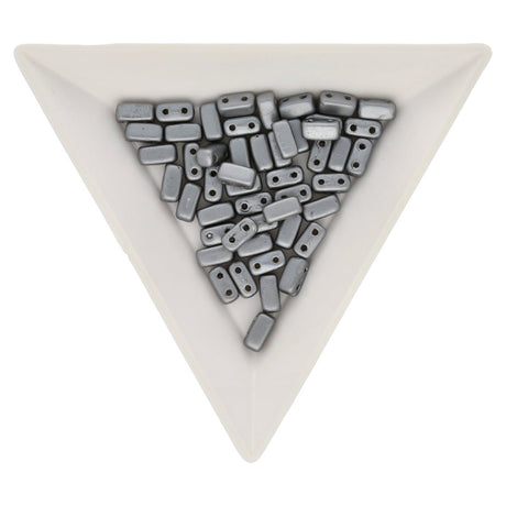 Bricks CzechMates 6x3 mm - Pearl Coat Silver - PerlineBeads