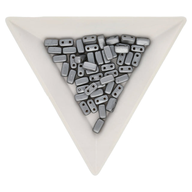 Bricks CzechMates 6x3 mm - Pearl Coat Silver - PerlineBeads