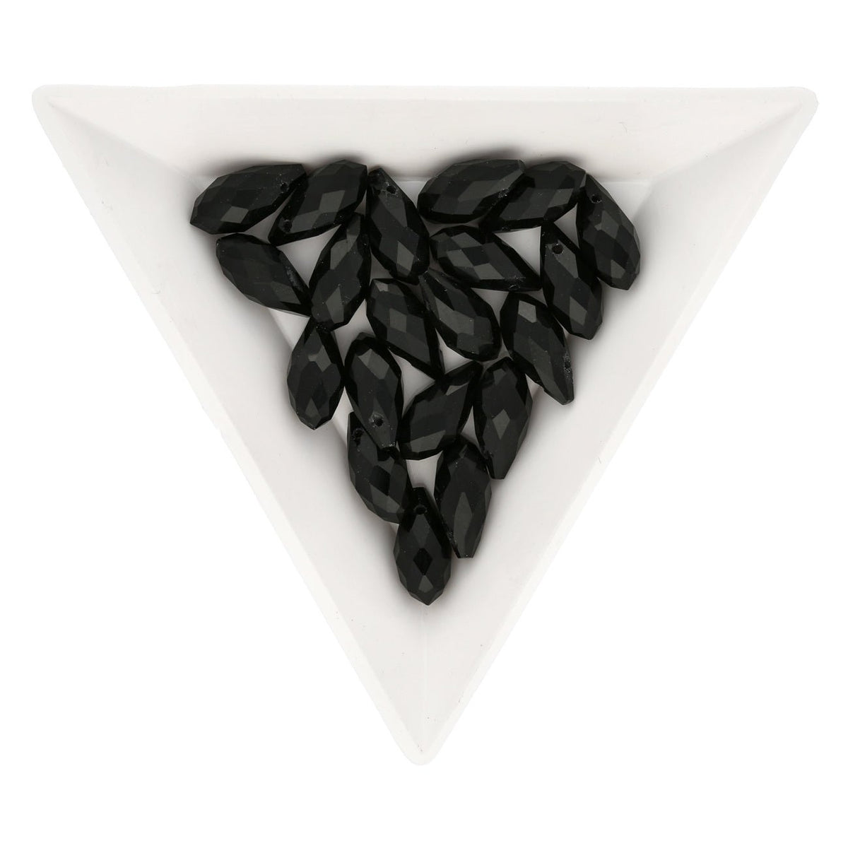 Briolette Glasperlen mit seitlichem Loch 13x6 mm - Black - PerlineBeads