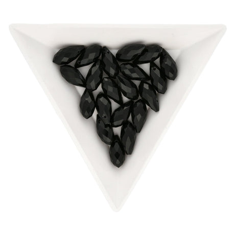 Briolette Glasperlen mit seitlichem Loch 13x6 mm - Black - PerlineBeads