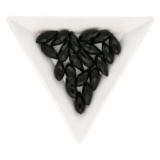 Briolette Glasperlen mit seitlichem Loch 13x6 mm - Black - PerlineBeads