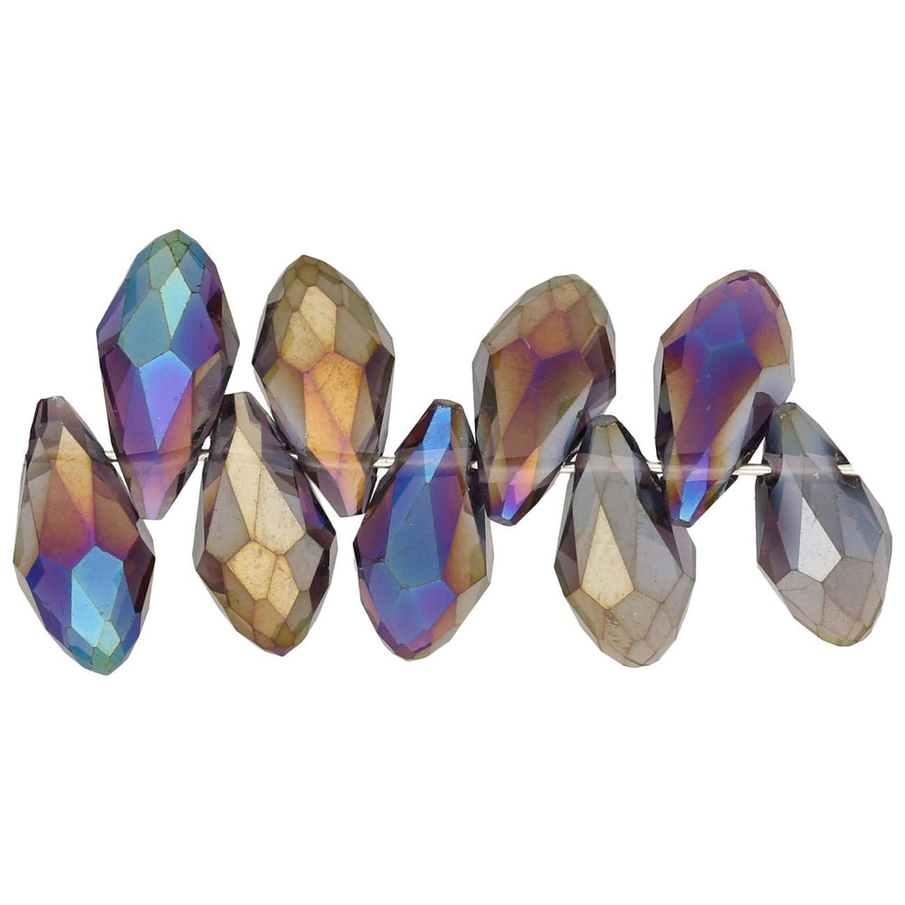 Briolettes Glasperlen mit seitlichem Loch 12x6 mm - Amethyst/Sapphire - PerlineBeads