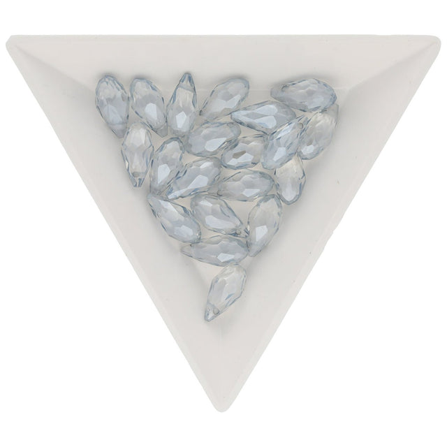 Briolettes Glasperlen mit seitlichem Loch 12x6 mm - Light Grey - PerlineBeads