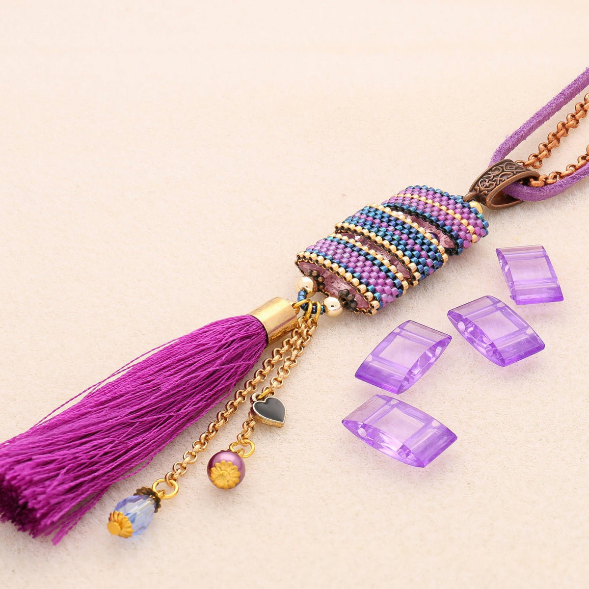 Carrier Bead aus Acryl 18x9 mm - Violet transparent - PerlineBeads