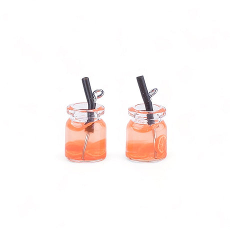 Charm-Anhänger Glas mit Cocktail - orange - PerlineBeads