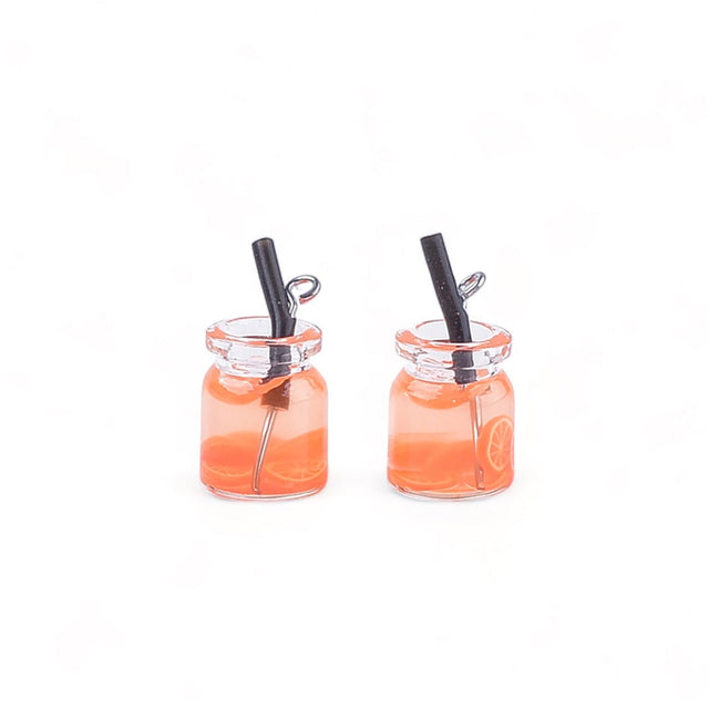 Charm-Anhänger Glas mit Cocktail - orange - PerlineBeads