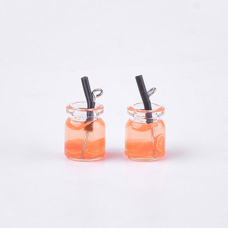 Charm-Anhänger Glas mit Cocktail - orange - PerlineBeads