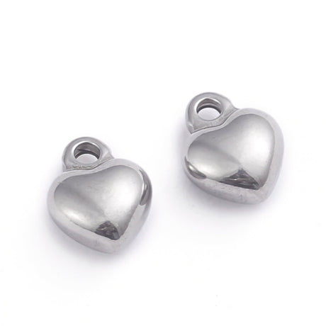 Charm-Anhänger Herz - Edelstahl - PerlineBeads