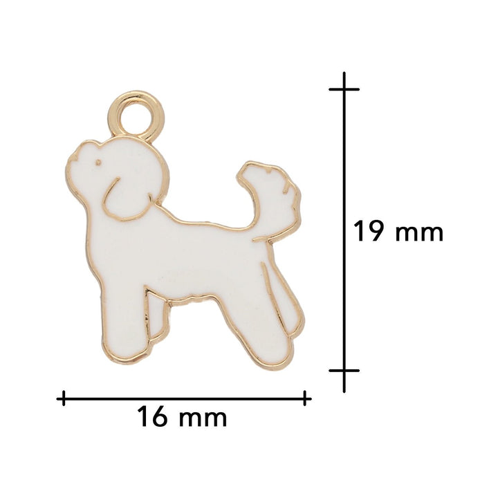 Charm / Anhänger “Hund” - Gold/weiss - PerlineBeads