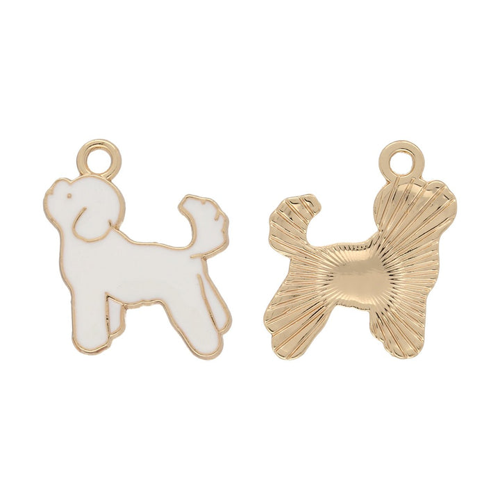 Charm / Anhänger “Hund” - Gold/weiss - PerlineBeads