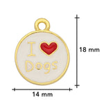 Charm / Anhänger “I love dogs” - Gold/weiss - PerlineBeads