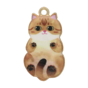 Charm / Anhänger “Katze” - Gold/Braun - PerlineBeads