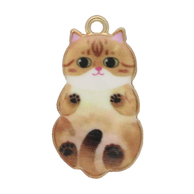 Charm / Anhänger “Katze” - Gold/Braun - PerlineBeads