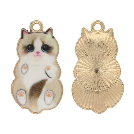 Charm / Anhänger “Katze” - Gold/hellbraun - PerlineBeads