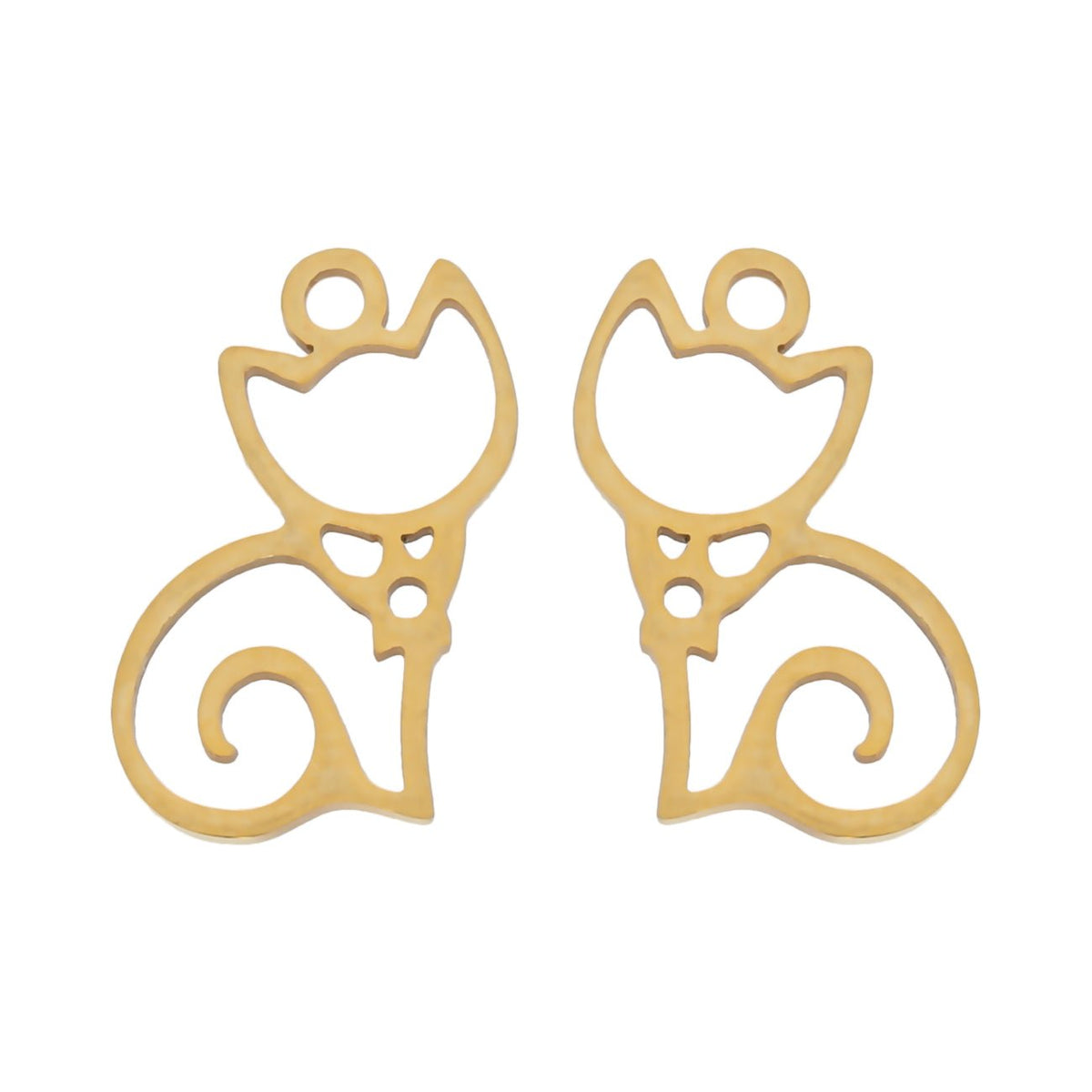 Charm/Anhänger "Katze sitzend" – Farbe Gold - PerlineBeads