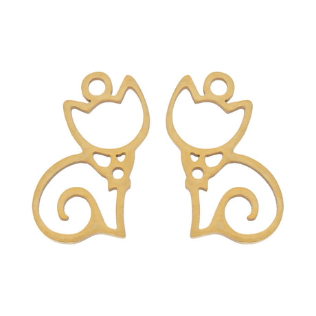 Charm/Anhänger "Katze sitzend" – Farbe Gold - PerlineBeads