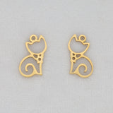 Charm/Anhänger "Katze sitzend" – Farbe Gold - PerlineBeads