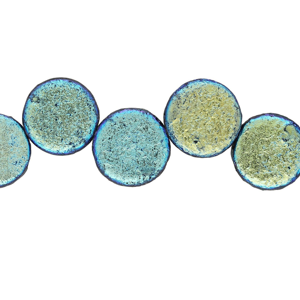 Coin 14 mm Glasperle – Etch Jet Full AB - PerlineBeads