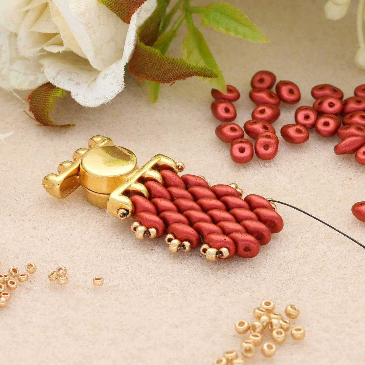 Cymbal™ Ateni IV SuperDuo Magnetic Clasp - Antique Brass Plate - PerlineBeads