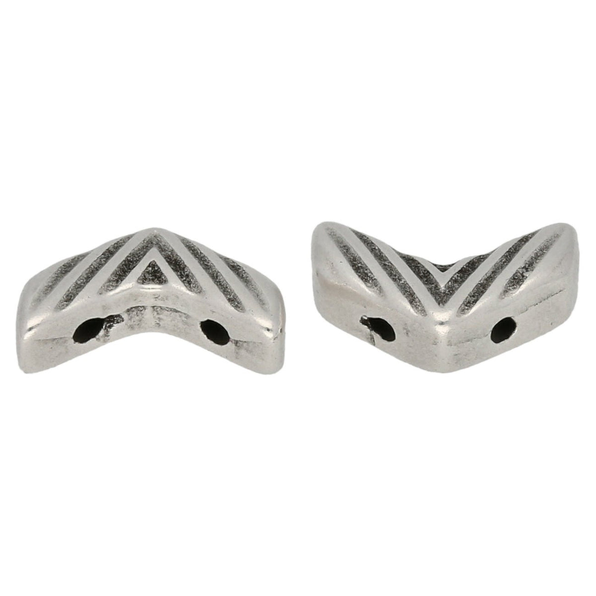 Cymbal™ Avessalos-Chevron Bead Substitute - Silver Plate - PerlineBeads