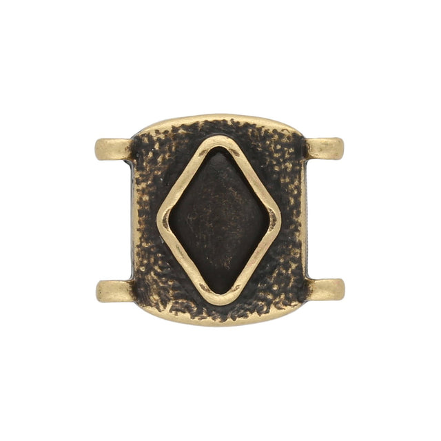 Cymbal™ Sfakaki Delica Bead Connector - Antique Brass Plate - PerlineBeads