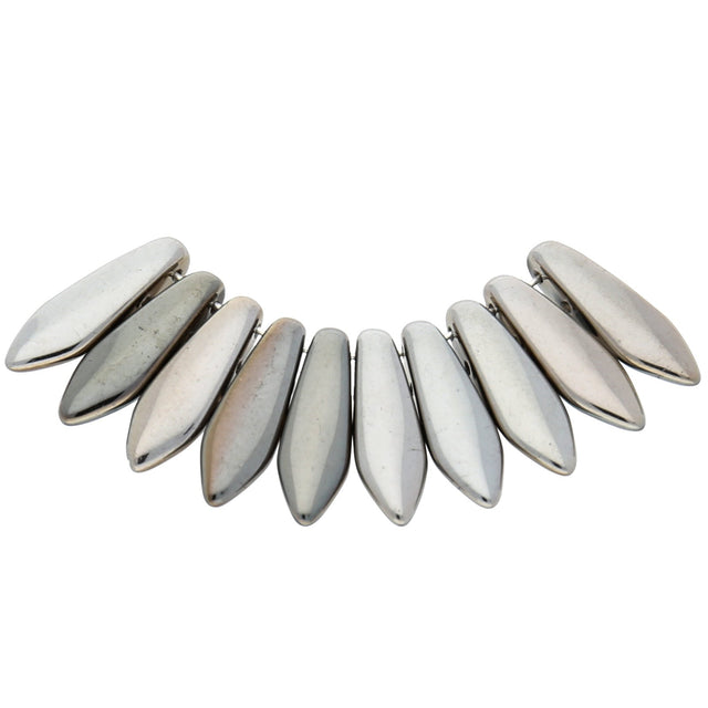 Dagger Bead 2-Loch - Crystal Full Chrome - PerlineBeads