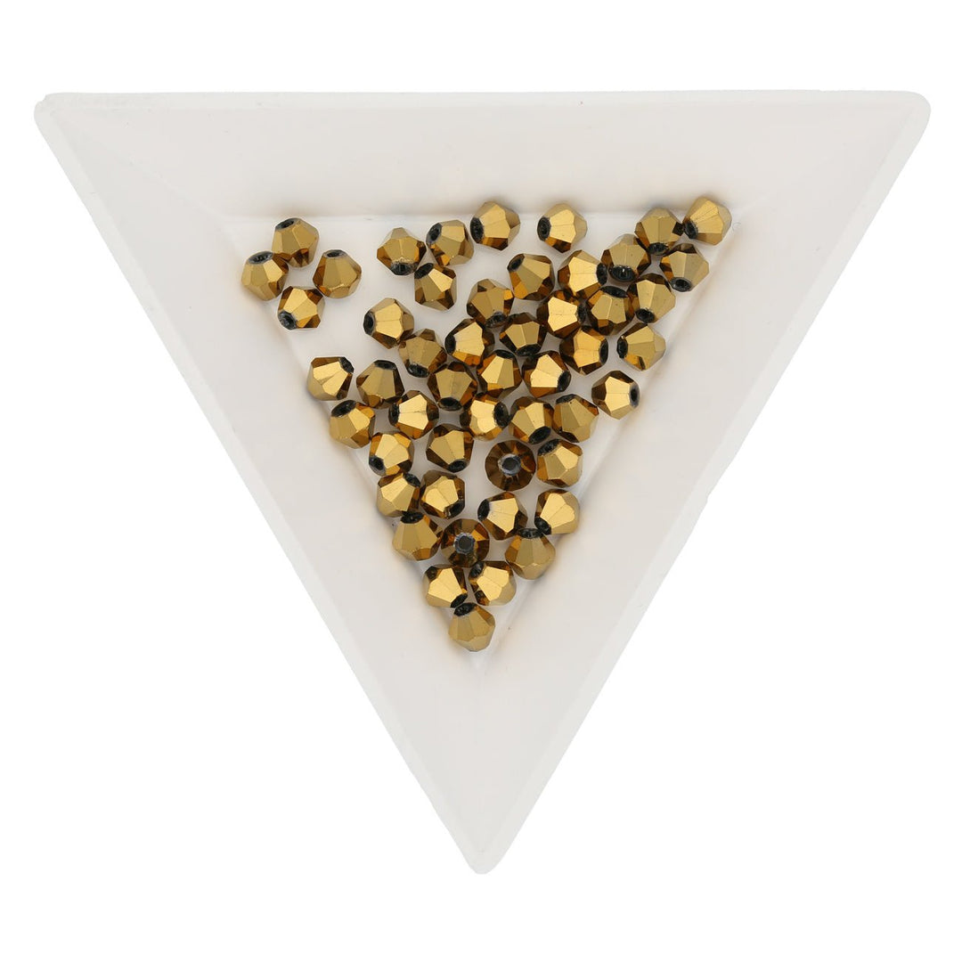 Doppelkegel 4 mm – aus Glas - Metallic Gold - PerlineBeads
