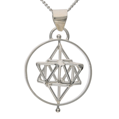 Dreidimensionaler Anhänger, Merkaba, einfacher Kreis, Silber - PerlineBeads