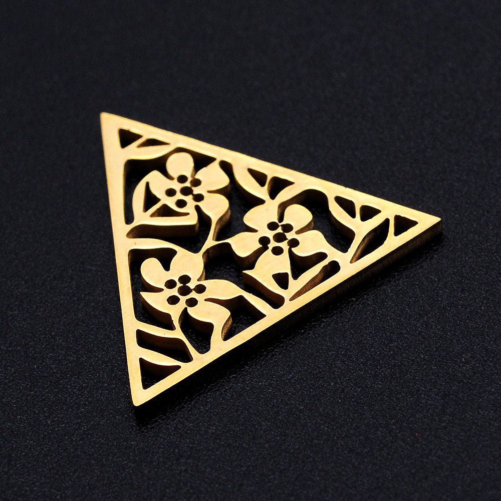 Dreieckiger, filigraner Schmuckverbinder 17x20 mm – Farbe Gold - PerlineBeads