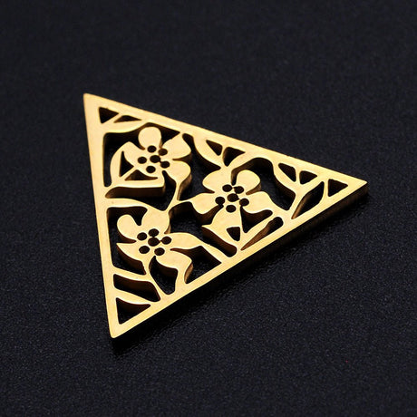 Dreieckiger, filigraner Schmuckverbinder 17x20 mm – Farbe Gold - PerlineBeads