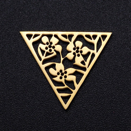 Dreieckiger, filigraner Schmuckverbinder 17x20 mm – Farbe Gold - PerlineBeads